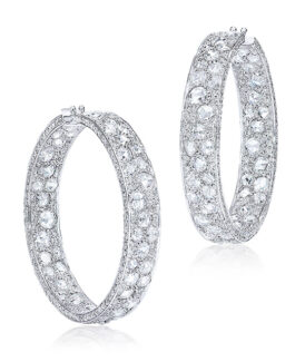 Rose-Cut Diamond Hoop Earrings