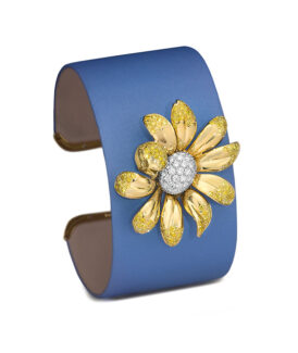 Yellow Diamond Flower Cuff Bracelet