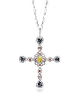 Fancy Color Diamond Cross Pendant