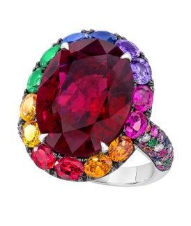 Oval Red Tourmaline Ring