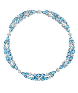 Blue Topaz and Diamond Necklace