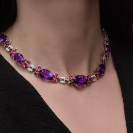 Amethyst and Pink Tourmaline Necklace