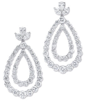Diamond Double Teardrop Earrings