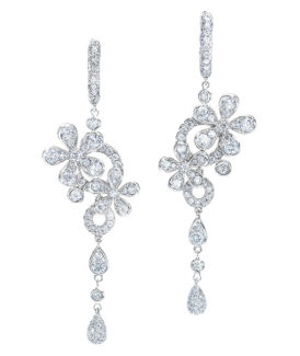 Diamond Flower Drop Earrings