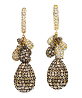 Brown and White Diamond Pavé Drop Earrings