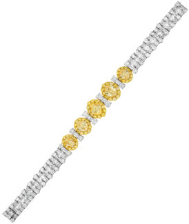 Oval-Cut Fancy Yellow and White Diamond Bracelet