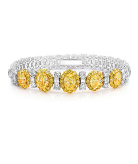 Oval-Cut Fancy Yellow and White Diamond Bracelet