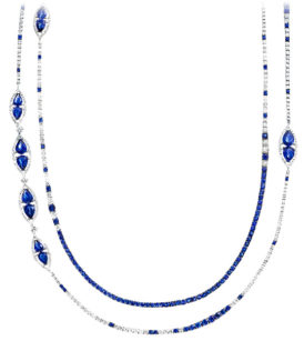 Long Diamond and Sapphire Necklace