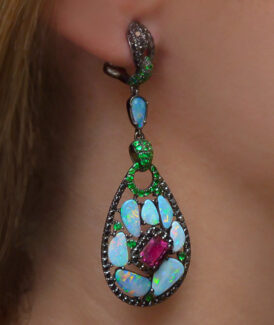 Opal and Tourmaline Earrings