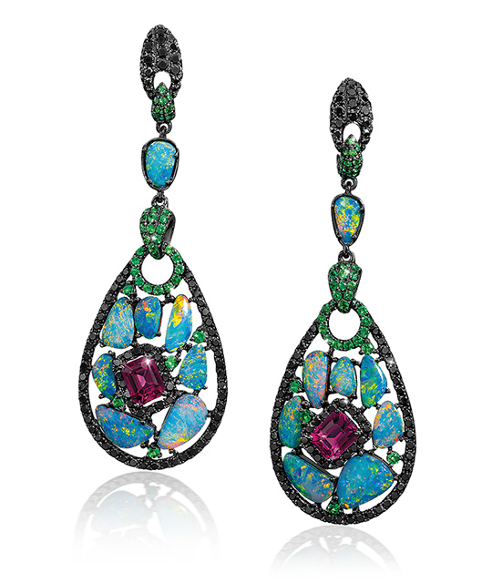 Opal and Tourmaline Earrings