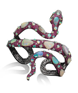 Ruby and Opal Snake Cuff