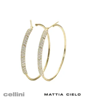 Mattia Cielo Flexible Diamond Pavè Earrings in Yellow Gold LJWR199- W