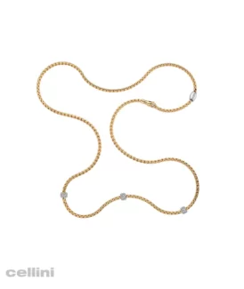 Yellow Gold Necklace With 3 Diamond Rondelles