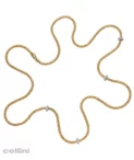 Yellow Gold Long Necklace w 4 Dia Rondelles