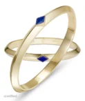 Nefertiti NB313 Yellow Gold Awaken Single Diamond Lozenge Bangle by Nadine Berbay