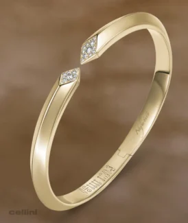 Nefertiti -NB309 Thin Double Lozenge Diamond Cuff Bracelet