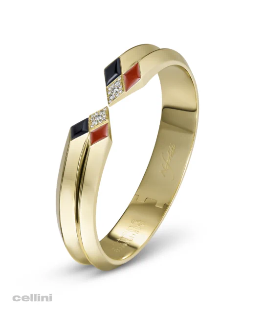 Nefertiti - NB292 Yellow Gold Awaken Double Ribbed Cuff Bracelet by Nadine Barbey