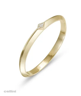 Nefertiti NB313 Yellow Gold Awaken Single Diamond Lozenge Bangle by Nadine Berbay