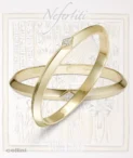 Nefertiti NB313 Yellow Gold Awaken Single Diamond Lozenge Bangle by Nadine Berbay