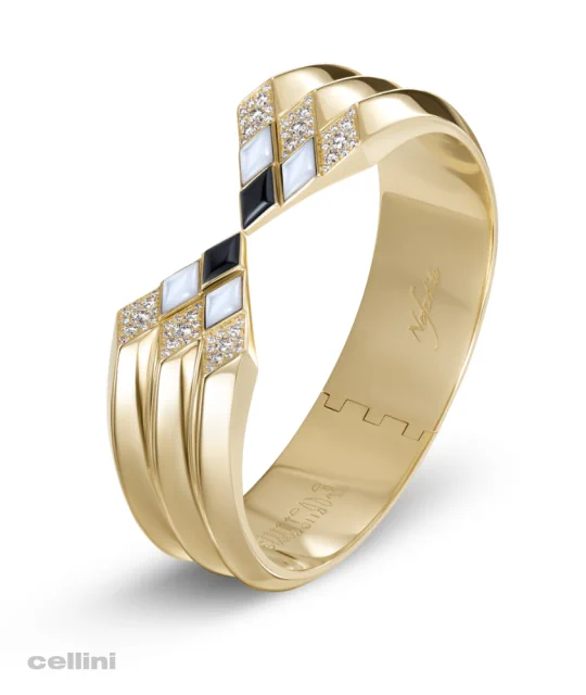 Nefertiti Yellow Gold and Diamond Bracelet