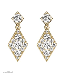 Nefertiti -Mini Diamond Yellow Gold Drop Earring