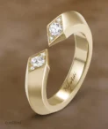 Nefertiti -NB 275 Double Lozenge Yellow Gold Diamond RING