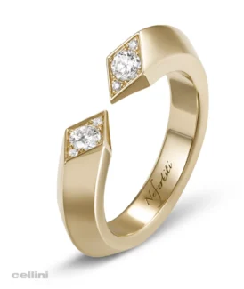 Nefertiti -NB 275 Double Lozenge Yellow Gold Diamond RING