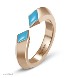 Nefertiti - Yellow Gold Double Turquoise Awaken Ring