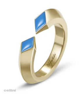 Nefertiti - Yellow Gold Double Turquoise Awaken Ring