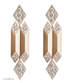 Nefertiti -iconic Diamond Yellow Gold Drop Earring