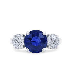 Round Ceylon Sapphire and Diamond Ring
