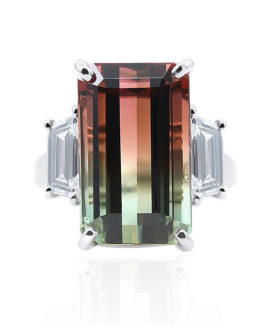 Bi-color Tourmaline and Diamond Ring