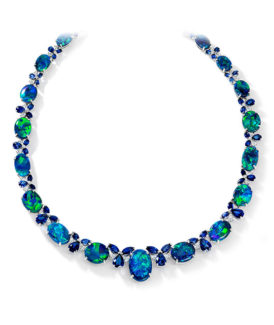 Lightning Ridge Black Opal, Sapphire and Diamond Necklace