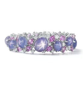 Star Sapphire and Diamond Bracelet