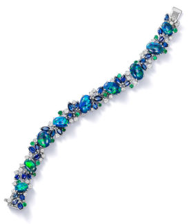 Black Opal Sapphire and Diamond Bracelet