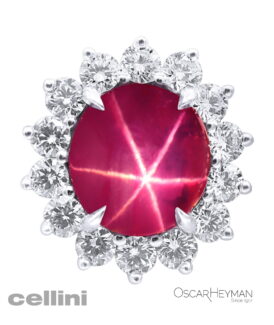 Oscar Heyman Platinum Star Ruby& Diamond Earrings 706881