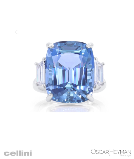 Oscar Heyman Platinum Aquamarine Diamon Ring