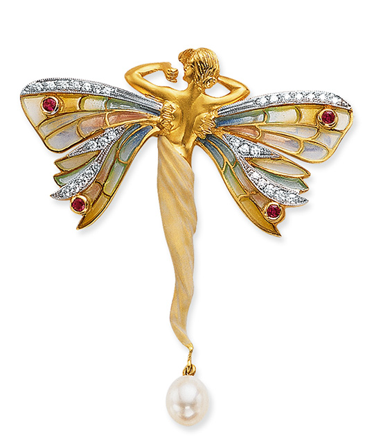 Nymph Brooch/Pendant with Rubies