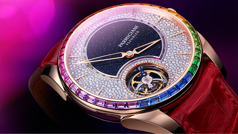 Parmigiani Fleurier Shines with the Tonda 1950 Flying Tourbillon Double  Rainbow - Cellini