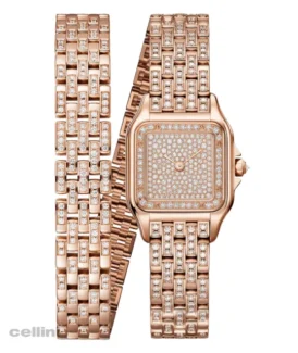 Panthère de Cartier - Small Rose Gold Double Loop Diamond Ladies Wath CRWJPN0062_