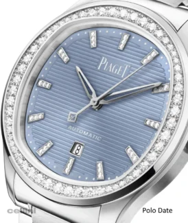 Piaget Polo Stainless Steel with Slate Blue Dial and Diamond Bezel Woman's Watch
