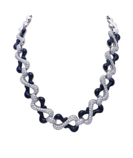 Picchiotti White Gold, Diamond and Black Onyx Necklace-