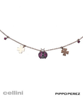 Pippo Perez C105RU.S.A - Ruby Lady Bug Charm Necklace