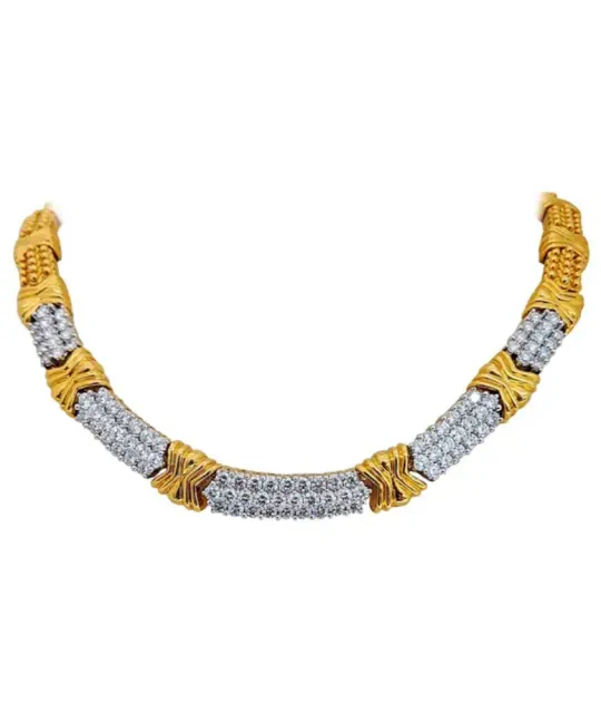 Yellow Gold Platinum Diamond Necklace