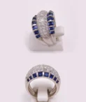 Platinum, Diamond and Blue Sapphire Band Ring