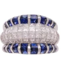 Platinum, Diamond and Blue Sapphire Band Ring