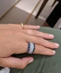 Platinum, Diamond and Blue Sapphire Band Ring