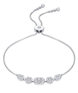 Reverie Cushion Round and Pear Bolo Bracelet White Gold