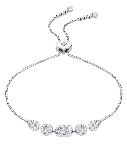 Reverie Cushion Round and Pear Bolo Bracelet White Gold