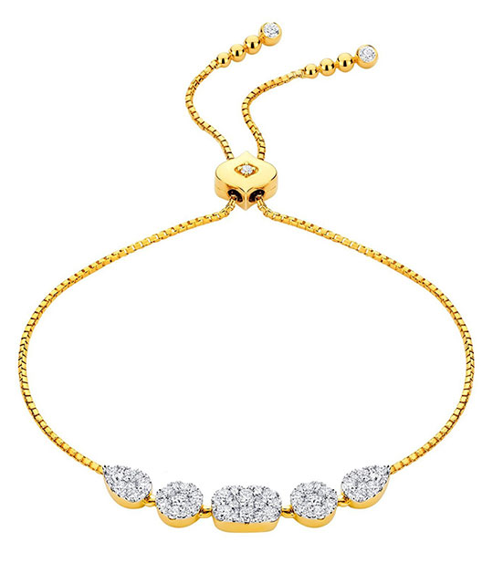 Reverie Cushion Round and Pear Bolo Bracelet Yellow Gold
